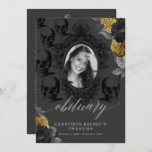 Dood aan mijn jeugd Obituary Kaart Black en Gold (Voorkant / Achterkant)