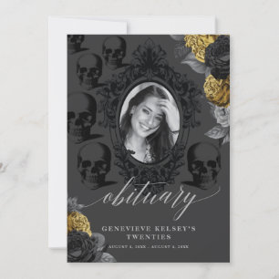 Dood aan mijn jeugd Obituary Kaart Black en Gold