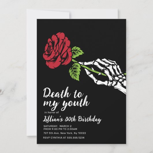 Dood aan mijn jeugd verjaardag uitnodiging (Voorkant)