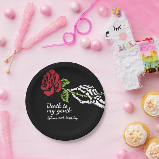 Dood aan mijn jeugd verjaardag uitnodiging papieren bordje (Feest)