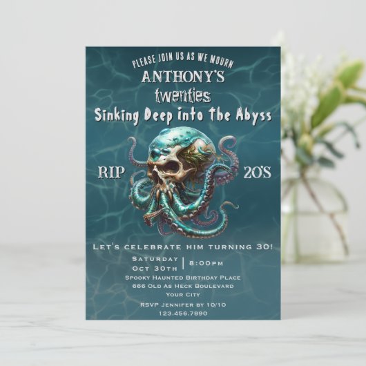 Dood aan mijn jeugdschedel Kraken 30e verjaardagsf Kaart (Staand voorkant)