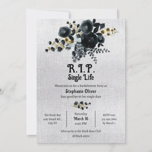 Dood aan mijn Single Life Bachelorette uitnodiging (Voorkant)