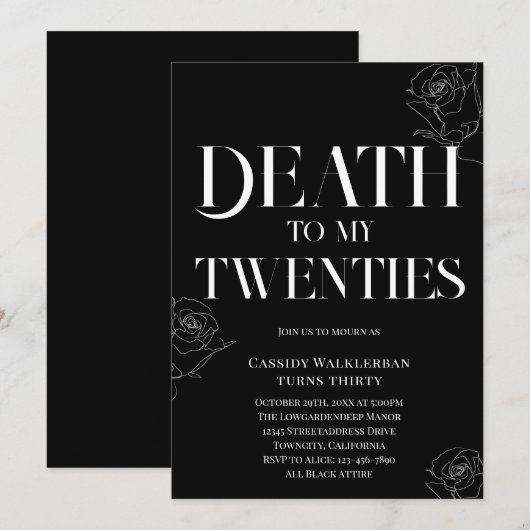 Dood aan mijn twintiger 30ste verjaardag kaart (Voorkant / Achterkant)