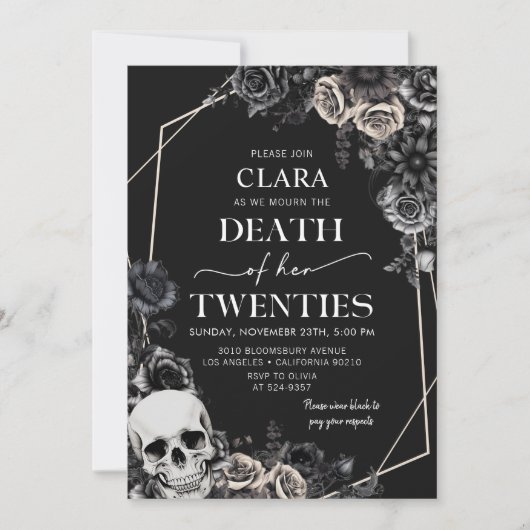 Dood aan mijn twintiger Bloemen 30ste verjaardag Kaart (Voorkant)