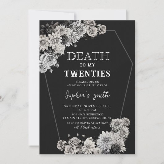 Dood aan mijn twintiger Bloemen 30ste verjaardag Kaart (Voorkant)