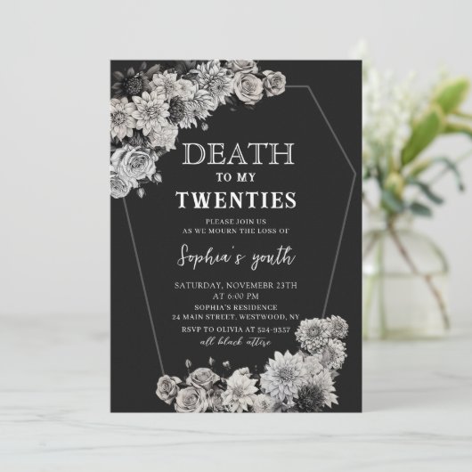 Dood aan mijn twintiger Bloemen 30ste verjaardag Kaart (Staand voorkant)