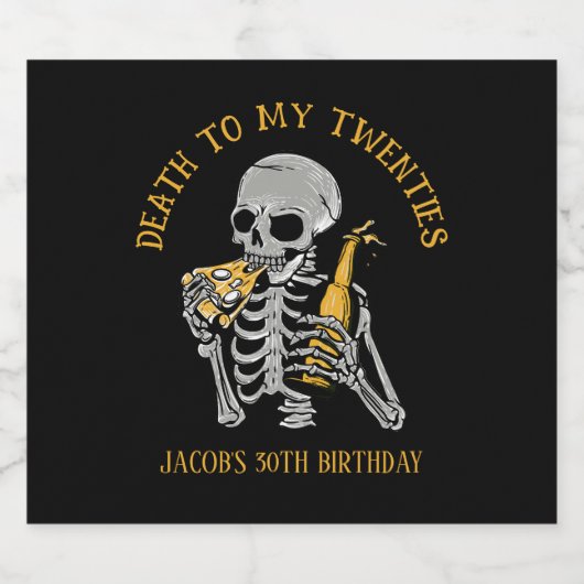 Dood aan mijn twintiger jaren bier etiket (Enkel label)