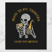 Dood aan mijn twintiger jaren wijn etiket (Enkel label)