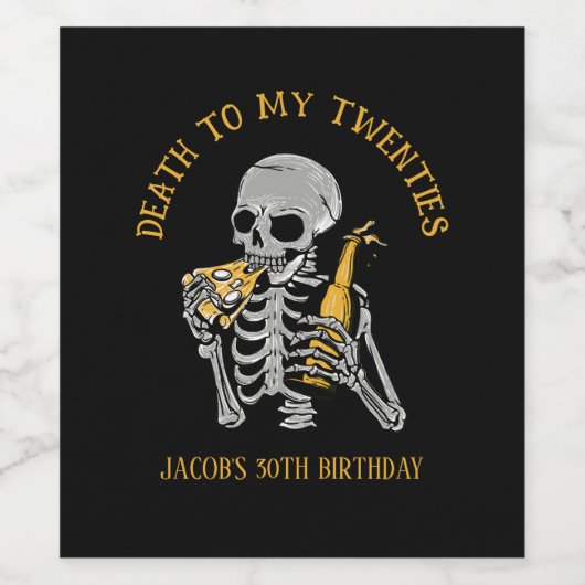 Dood aan mijn twintiger jaren wijn etiket (Enkel label)