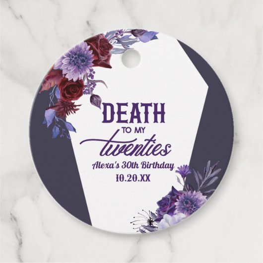 Dood aan mijn twintigers bloemenfeest 30ste verjaa bedankjes labels (Voorkant)