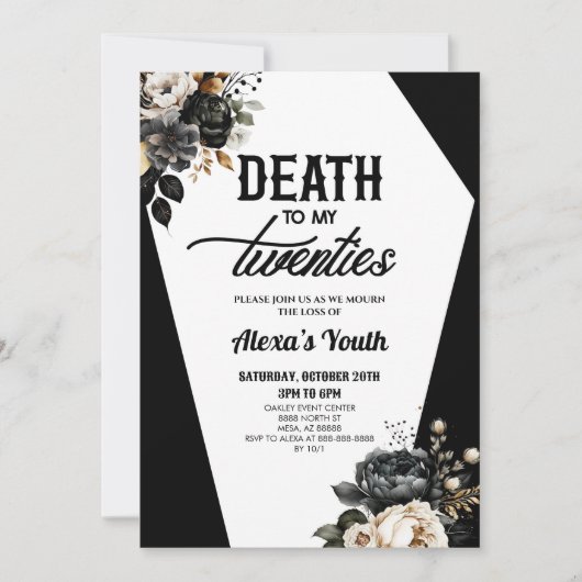 Dood aan mijn twintigers bloemenfeest 30ste verjaa kaart (Voorkant)