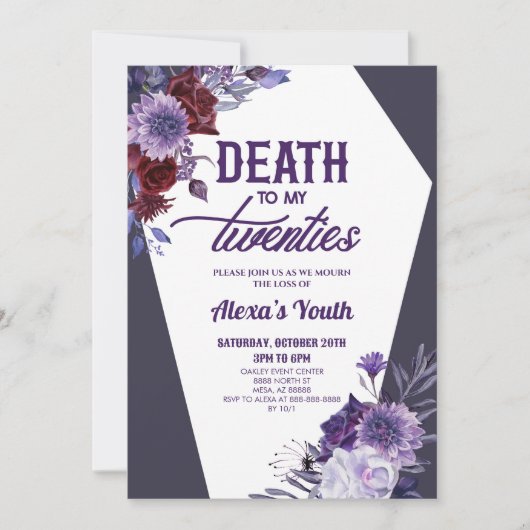 Dood aan mijn twintigers bloemenfeest 30ste verjaa kaart (Voorkant)