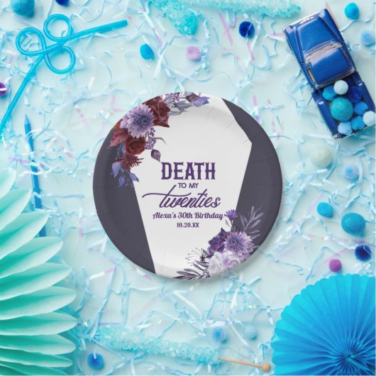 Dood aan mijn twintigers bloemenfeest 30ste verjaa papieren bordje (Feest)