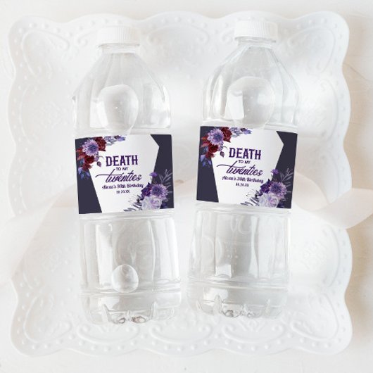 Dood aan mijn twintigers bloemenfeest 30ste verjaa waterfles etiket