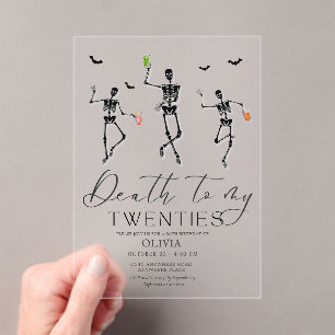 Dood aan mijn twintigers Halloween 30e verjaardag Acryl Uitnodigingen