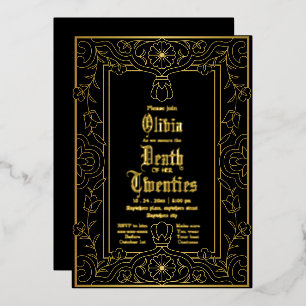 Dood aan mijn twintigers Halloween 30e verjaardag Folie Uitnodiging