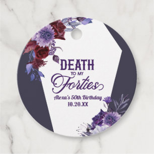 Dood aan mijn veertig bloemen 50ste verjaardagsfee bedankjes labels