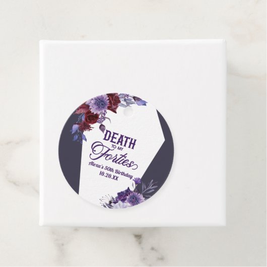 Dood aan mijn veertig bloemen 50ste verjaardagsfee bedankjes labels (In situ)