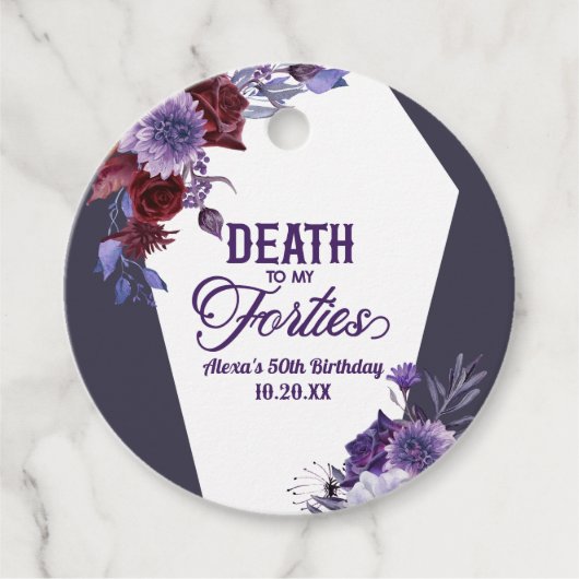 Dood aan mijn veertig bloemen 50ste verjaardagsfee bedankjes labels (Voorkant)