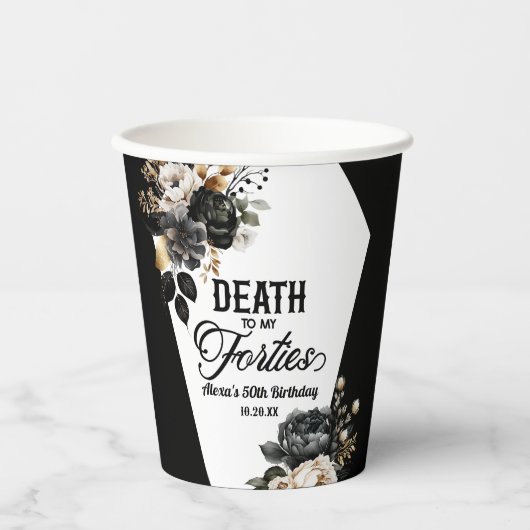 Dood aan mijn veertig bloemen 50ste verjaardagsfee papieren bekers (Voorkant)