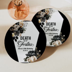 Dood aan mijn veertig bloemen 50ste verjaardagsfee papieren bordje