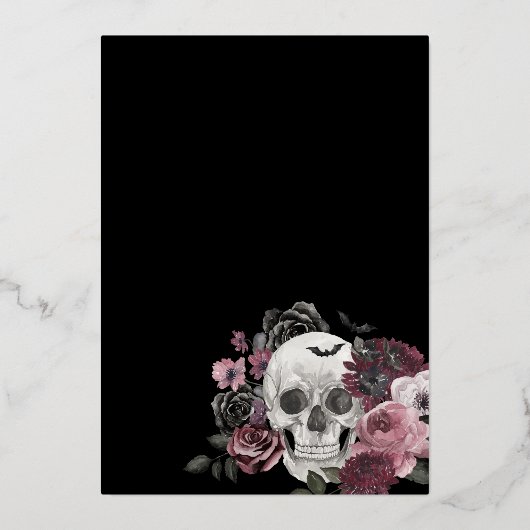 Dood aan mijn veertiger jaren bloemengotische sche folie uitnodiging (Achterkant)
