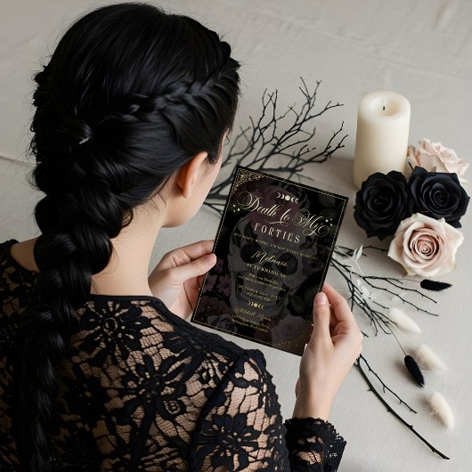 Dood aan mijn veertiger jaren bloemengotische sche folie uitnodiging