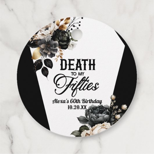 Dood aan mijn vijftiger bloemenfeest 60ste verjaar bedankjes labels (Achterkant)