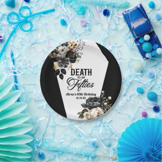 Dood aan mijn vijftiger bloemenfeest 60ste verjaar papieren bordje (Feest)