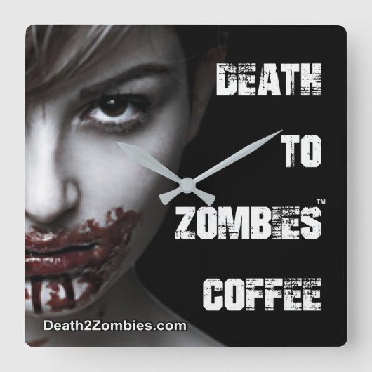 Dood aan Zombies Coffee Clock Vierkante Klok (Voorkant)