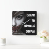 Dood aan Zombies Coffee Clock Vierkante Klok (Huis)