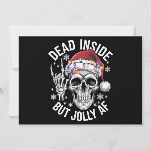 Dood binnen maar vrolijk AF kerstcadeau skelet Feestdagenkaart (Voorkant)
