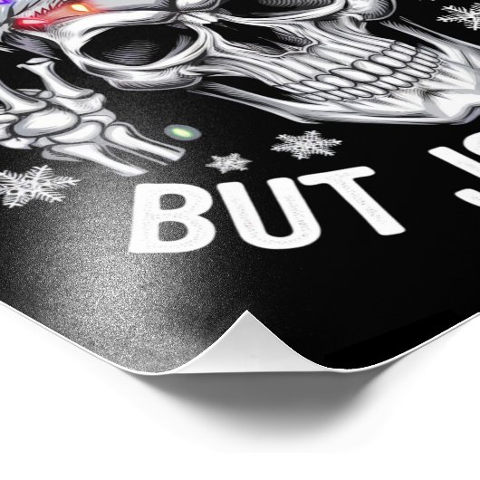 Dood binnen maar vrolijk AF kerstcadeau skelet Foto Afdruk (Hoek)