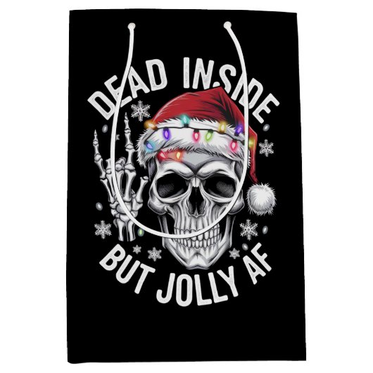 Dood binnen maar vrolijk AF kerstcadeau skelet Medium Cadeauzakje (Voorkant)