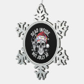 Dood binnen maar vrolijk AF kerstcadeau skelet Tin Sneeuwvlok Ornament (Rechts)