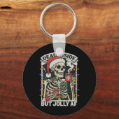 Dood binnen maar vrolijk als grappig skelet licht sleutelhanger (Voorkant)