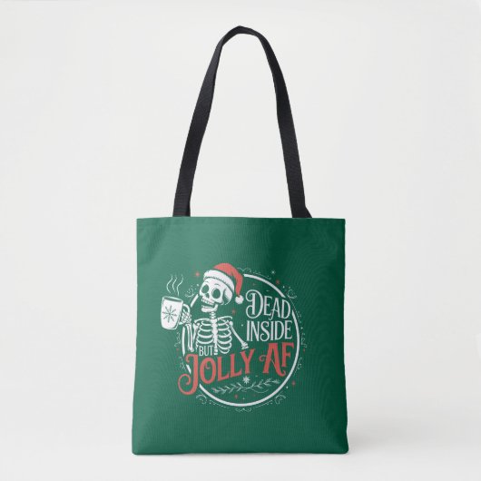 Dood binnen maar vrolijk bij schedel Kerstman Xmas Tote Bag (Voorkant)