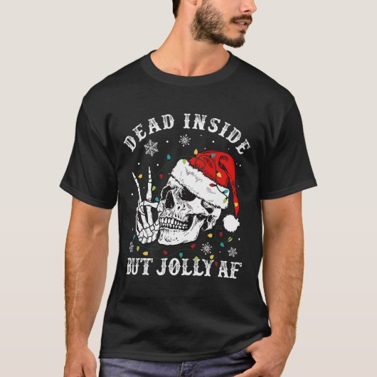 Dood binnen maar vrolijk bij Skeleton Santa Christ T-shirt (Voorkant)