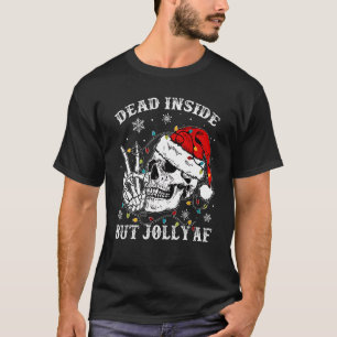 Dood binnenin, maar Jolly Af Skull Santa Light Ske T-shirt