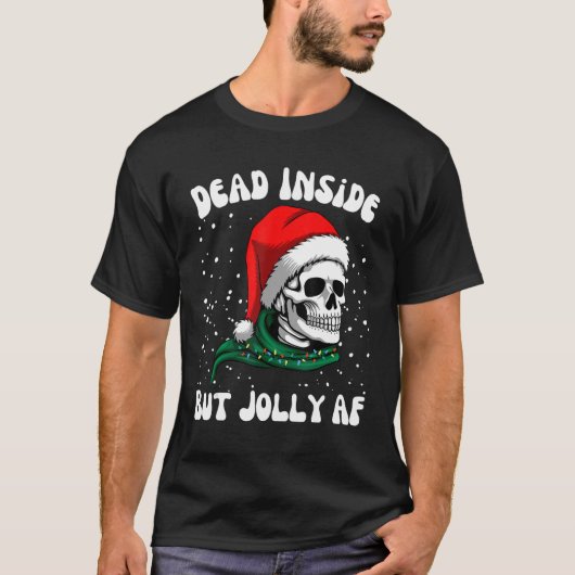 Dood binnenin, maar Jolly AF Skull Santa Light Ske T-shirt (Voorkant)
