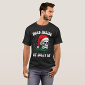 Dood binnenin, maar Jolly AF Skull Santa Light Ske T-shirt (Voorkant volledig)