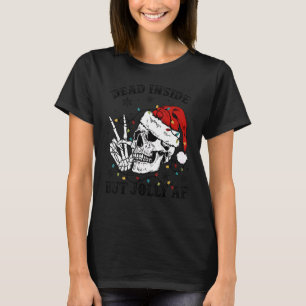 Dood binnenin, maar Jolly Af Skull Santa Light Ske T-shirt