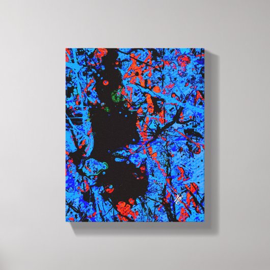 Dood Blau Rood Abstract Spatten Canvas Afdruk (Voorkant)