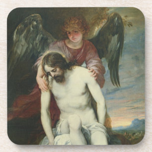 Dood Christus Gesteund door een Engel, c.1646-52 ( Bier Onderzetter