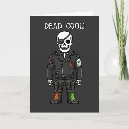 Dood Cool Skelet Biker | Halloween Kaart (Voorkant)