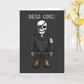 Dood Cool Skelet Biker | Halloween Kaart (Gele Bloem)