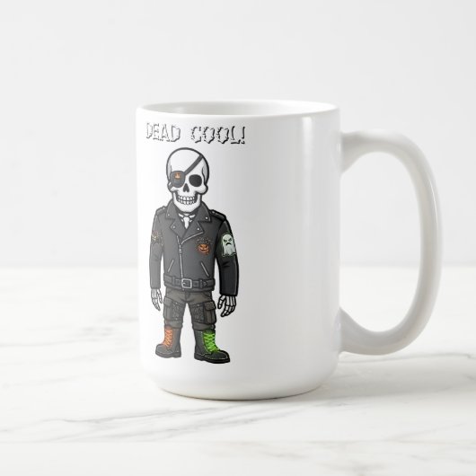 Dood Cool Skelet Biker | Halloween Koffiemok (Rechts)