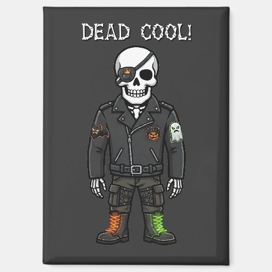 Dood Cool Skelet Biker | Halloween Magneet (Voorkant)