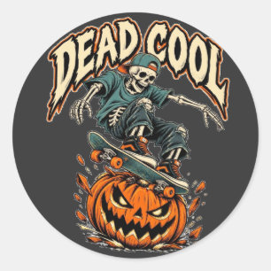 Dood cool skelet skateboarden ronde sticker