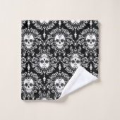 Dood Damask Black & White Sugar Skull Bath Set Bad Handdoek (Wasdoekje)